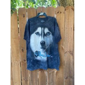 Vintage  Alaska Husky the Mountain Tie dye T-shirt Size XL